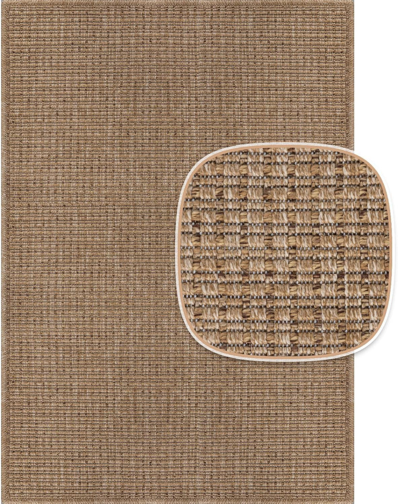 Easy Jute Natural Rug 6x9 Solid Washable Durable Outdoor Indoor Area Rugs for Living Dining Room Patio Office Stain