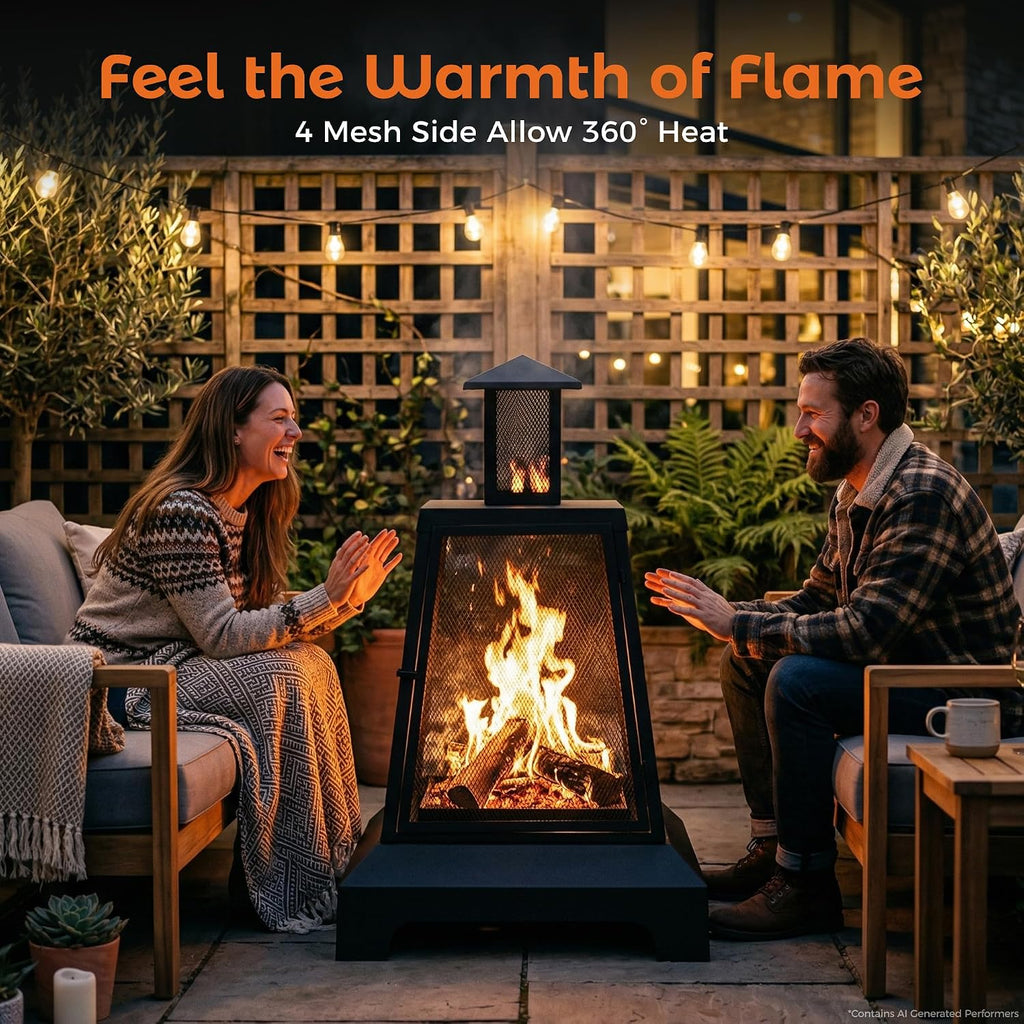 28 inch Fire Pit Outdoor, Outdoor Wood Burning Fire Pit Large, Firepits for Outside Patio, Garden, Backyard