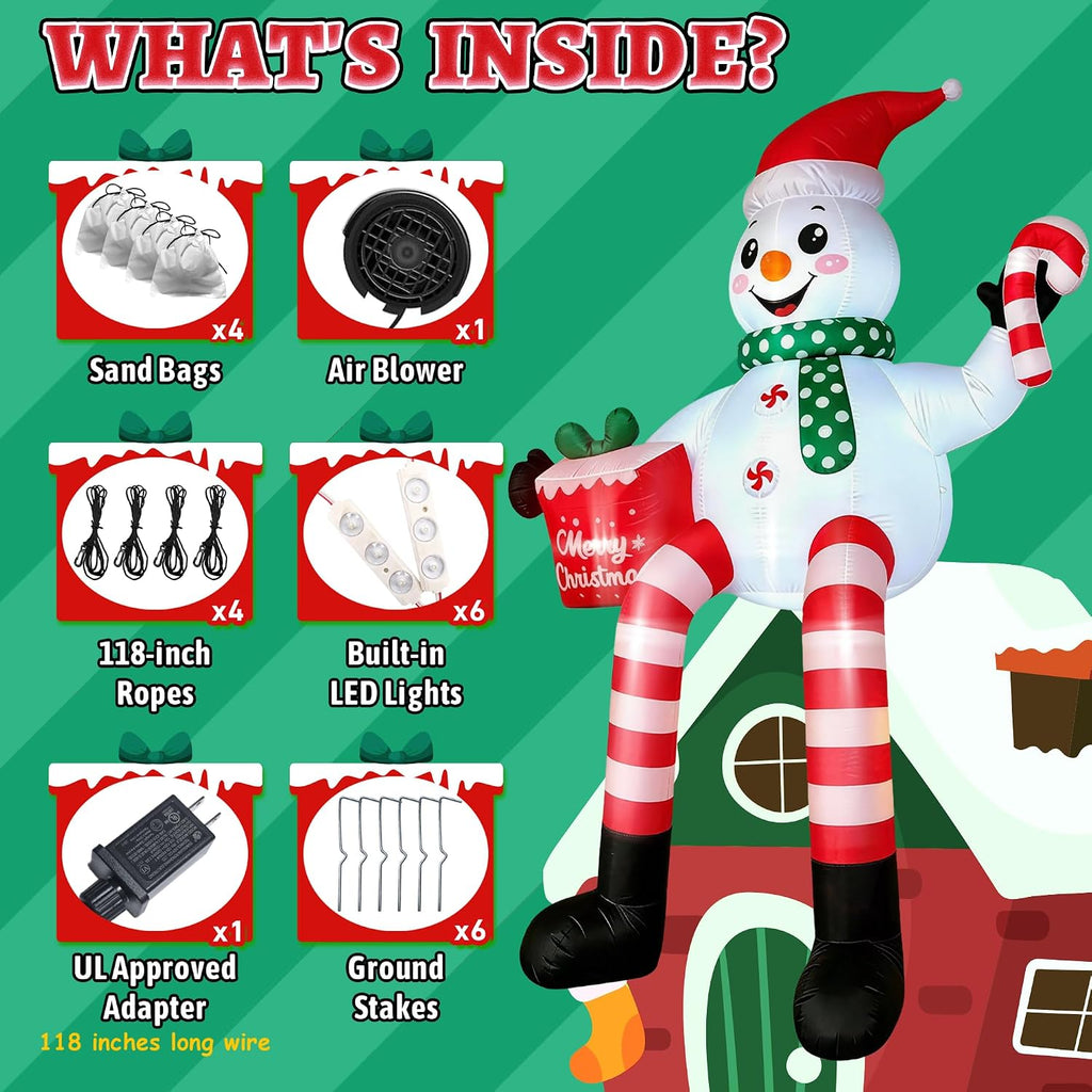 16FT Giant Christmas Inflatables Sitting Snowman Outdoor Blow Up