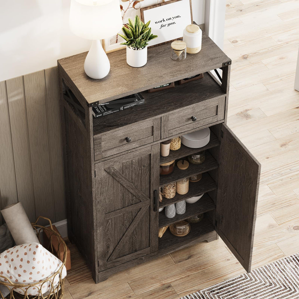 Farmhouse Shoe Cabinet with Doors, 6-Tier Shoe Storage Cabinet
