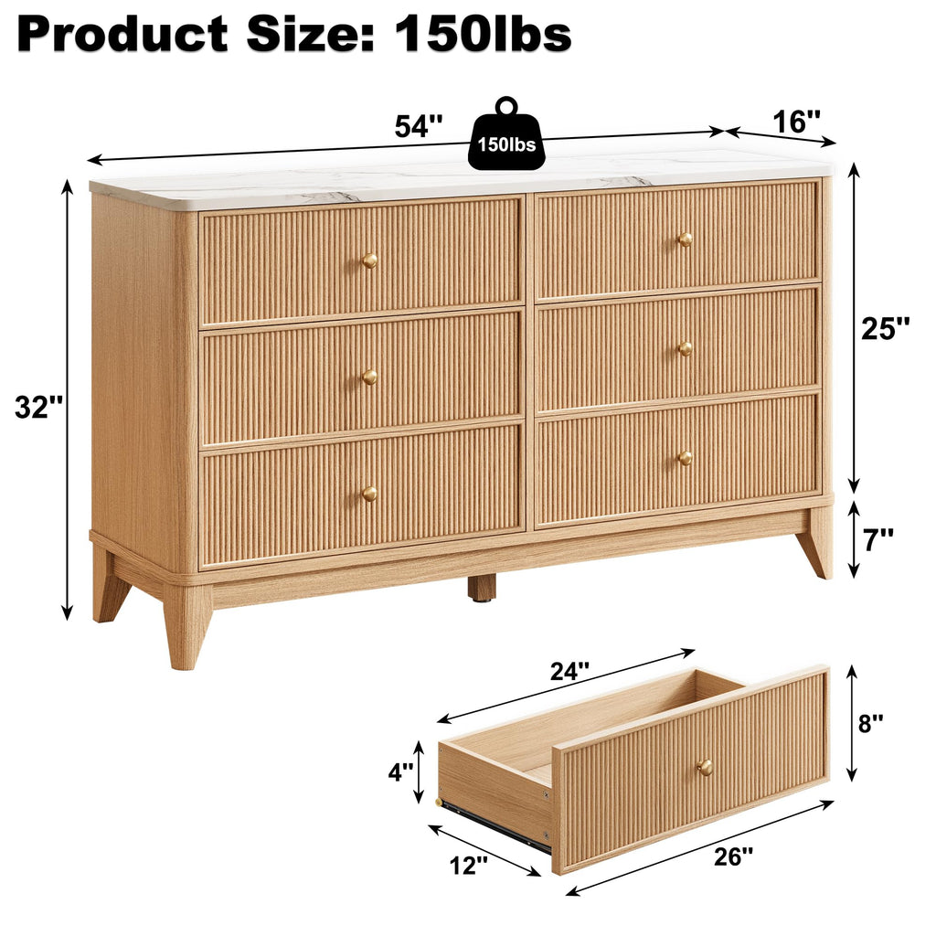6 Drawers Dresser (Oak-DLC)