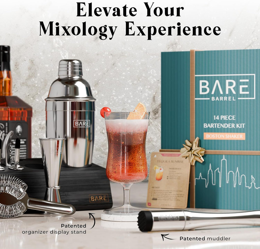 Mixology Bartender Kit Bar Set | 14-Piece Cocktail Shaker Set | Martini Barware Mixing Tools Bartending | Incl. 35 - Set of 14