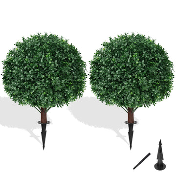 Artificial Set of 2 UV Resistant Boxwood Topiary Ball for Porch Decor