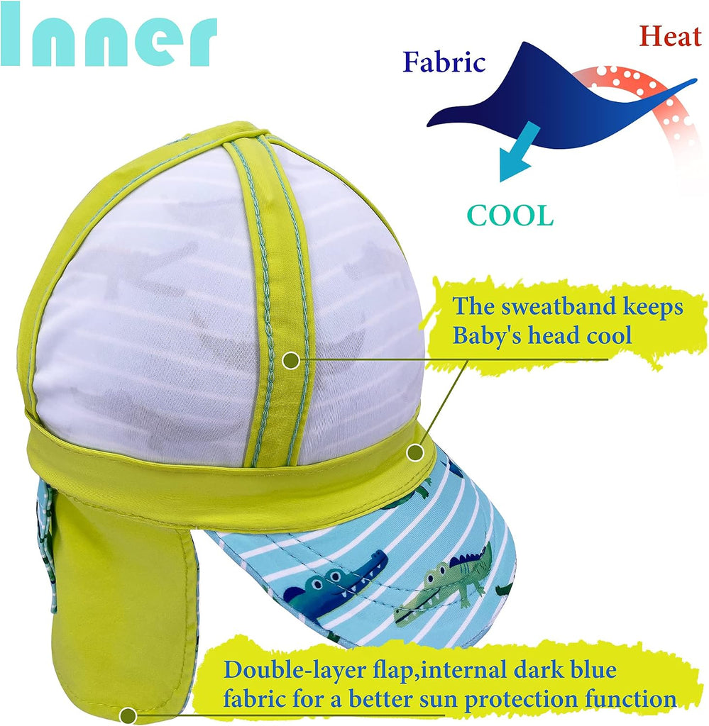 Kids Legionnaires Hat, UPF 50+ Sun Protection Swim Cap Flap Hat for Kids, Quick Drying Sun Hat for Beach Seaside