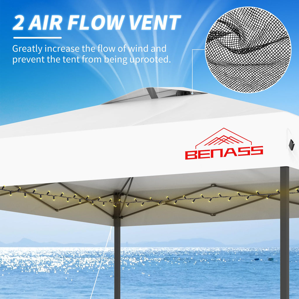 10x10 Pop Up Canopy Tent with 3 Sidewalls, White