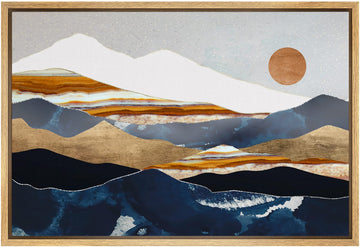 Framed Canvas Print Wall Art Marble Granite Mountain Range Valley Nature Wilderness Illustrations Modern Art Rustic