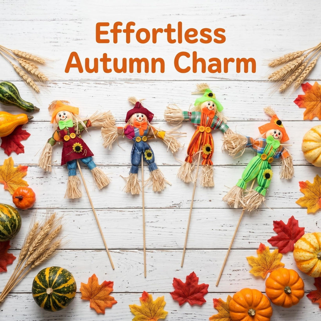 4 Pack Scarecrow Picks, 12.6 in Fall Scarecrow Decorations