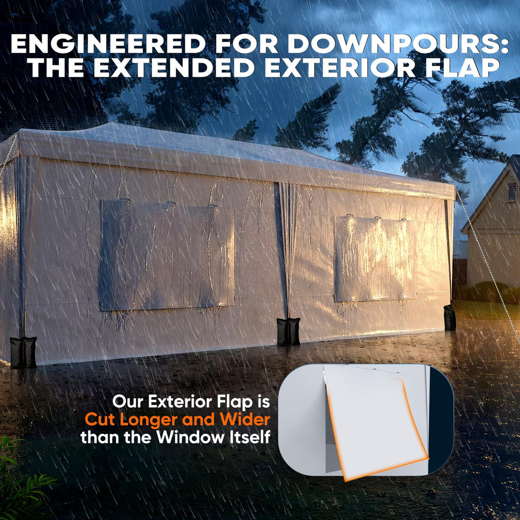 10x20 Pop Up Canopy with 6 Sidewalls & Mesh Windows