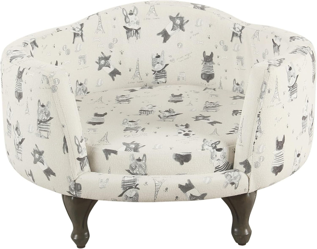 Home Decor | Upholstered Curved Pet Bed | Luxury Cat & Dog Beds & Furniture | Round Pet Bed Created with Stain