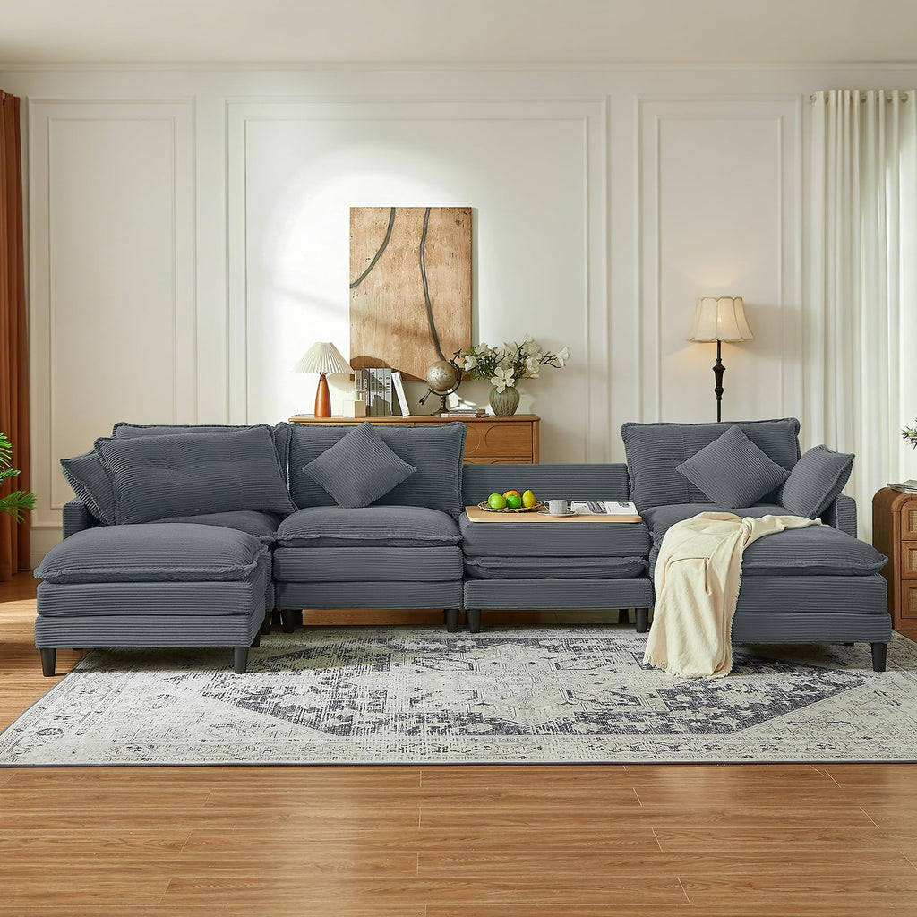 Match Ottoman Only for Cloud Modular Couch Sectional, Convertible to Coffee Table with Storage, Corduroy Ottoman for