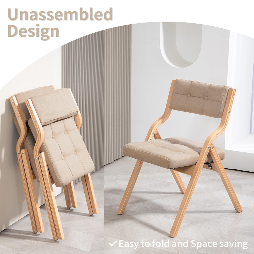 Folding Chairs with Cushion, Folding Dining Chairs, 4 Pack