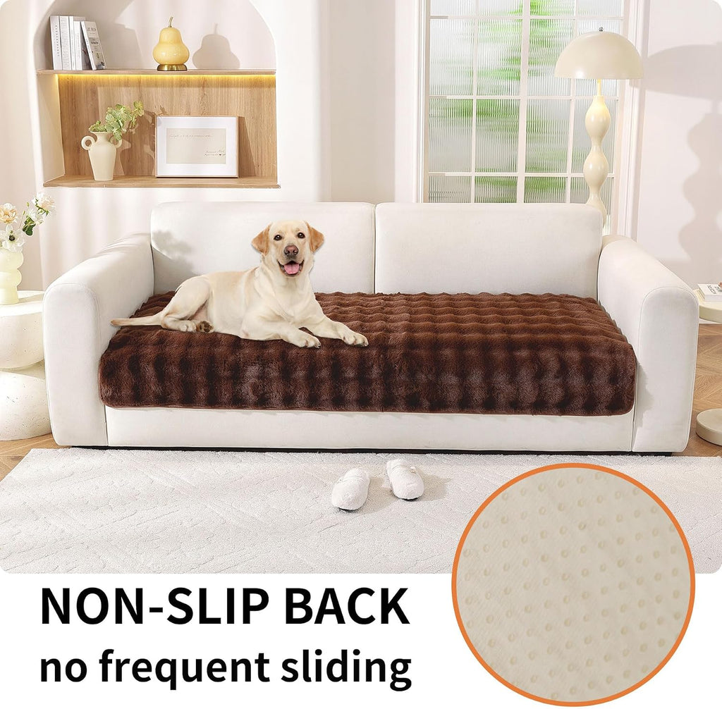 Waterproof Dog Bed Cover Non Slip Couch Covers for Dogs Washable Soft Faux Fur Sofa Cover Couch Covers for 3 Cushion