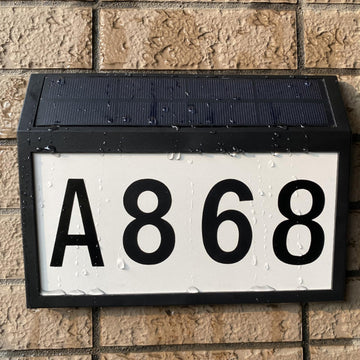 Solar Powered Address Numbers Signs, Lighted House Numbers Sign, Address Plaque Solar Powered Wall Mount Address