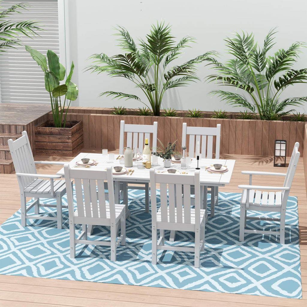 Patio Dining Chairs, Plastic Outdoor Adirondack Chair with Arm, HDPE Poly Lumber, Waterproof Restaurant Bistro Dining