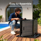 28” Outdoor Fire Pit Table 50,000 BTU, 2-in-1 Rattan Propane Firepit Table with Glass Stones & Lid, Square Fire Table for Patio, Backyard, Deck, or - Image 6