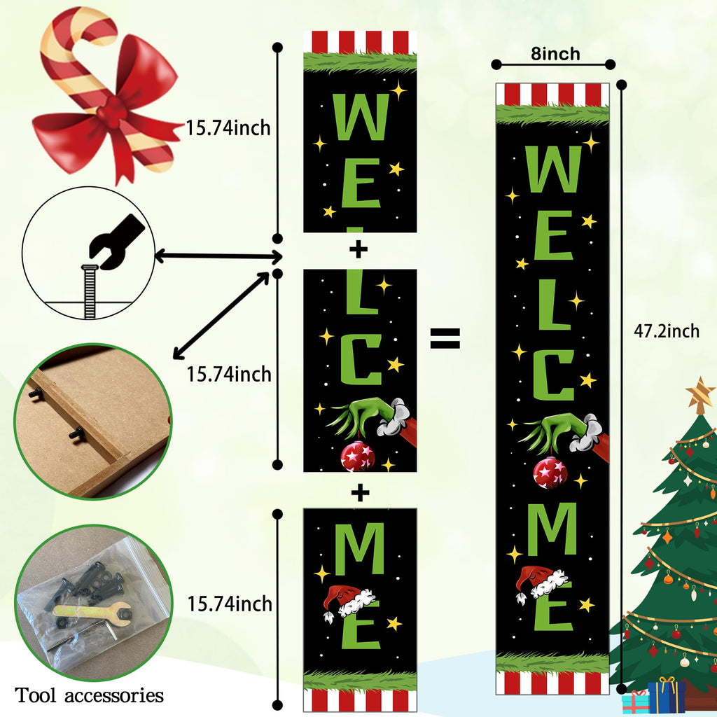 Christmas Welcome Door Sign - Standing Hanging Home Front Door Decoration
