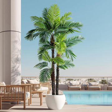 8.2FT Artificial Phoenix Palm Tree Artificial Plants Indoor Outdoor Large Faux Coconut Silk Palm Tree Tropical Fake