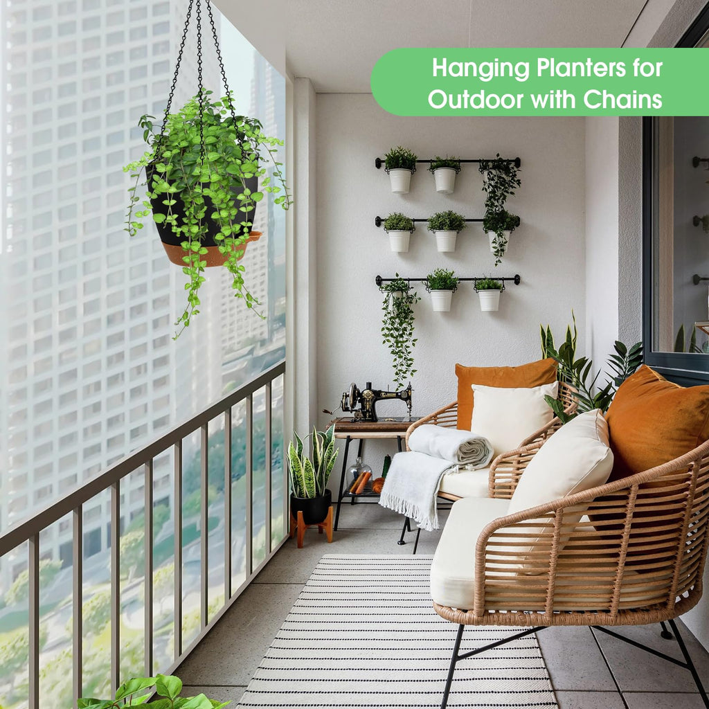 Hanging Planters for Indoor Outdoor Plants, 2 Pack Self Watering Hanging Pots, Hanging Plant Baskets with Drainage