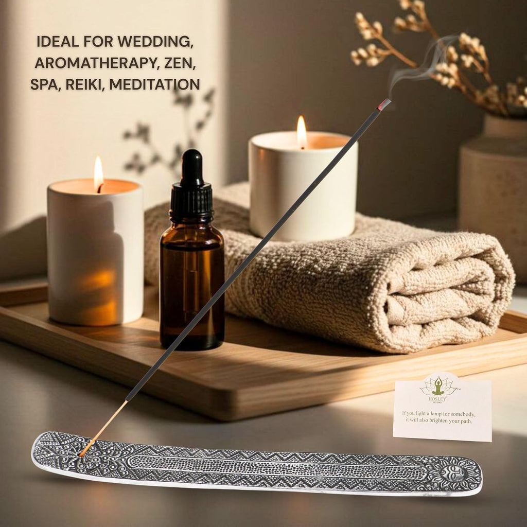 Metal Incense Stick Holder 9.5" Long, Ash Catcher-Silver Finish Ideal Gift for Wedding, Aromatherapy, Zen - Set of 6