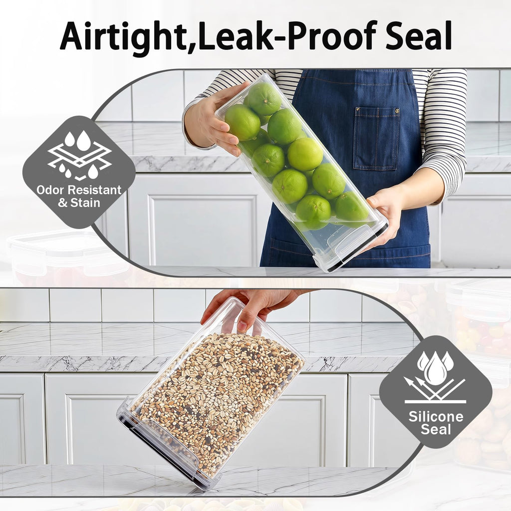 24 PCS Airtight Food Storage Containers with Lids, Plastic Kitchen and Organization Canisters for Cereal, Dry Food