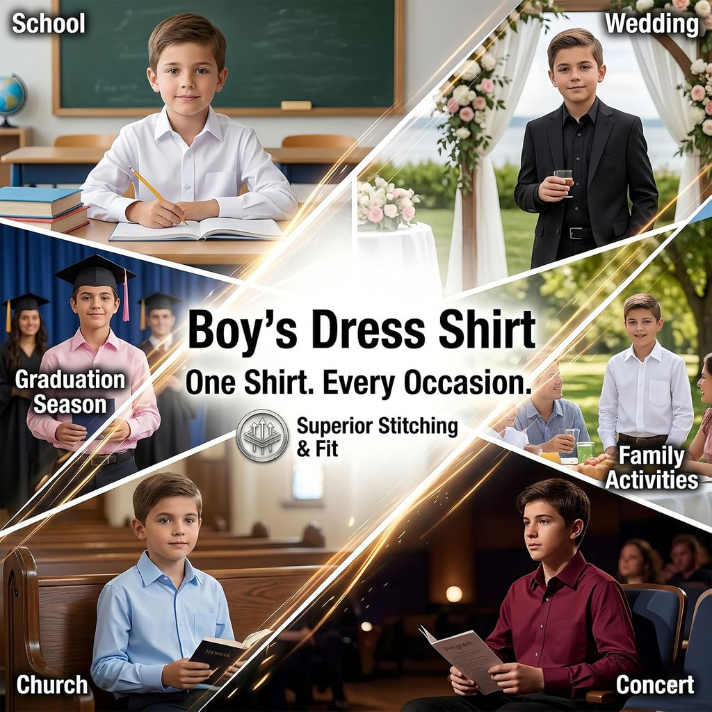 Boys Button Down Shirt Long Sleeve Dress Shirts Way Stretch