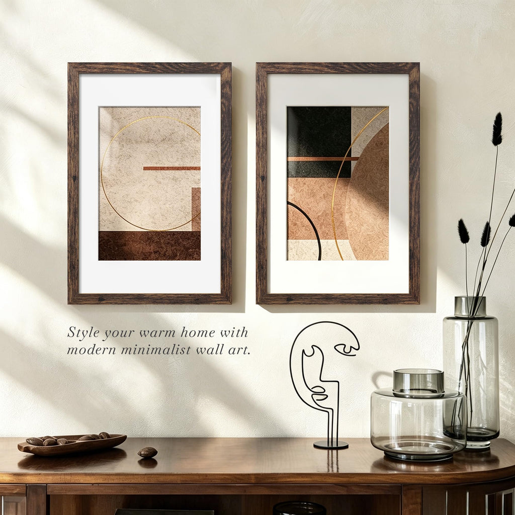 11x17 Rustic Brown Wooden Picture Frame with Thick Border, Glass