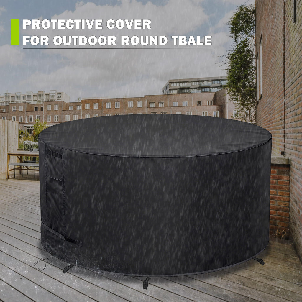 Round Patio Furniture Cover Weatherproof, 42 Inch Outdoor Round Table Cover Dining Table and Chairs Waterproof 42"