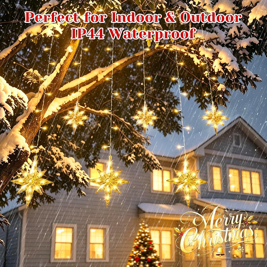 4.92FT 93 LED Christmas Bethlehem Star Window Lights Battery Operated
