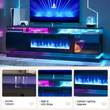 70 Inch Fireplace TV Stand with Electric Fireplace, Modern Entertainment Center with Storage Cabinets for TVs up to 80 Inch