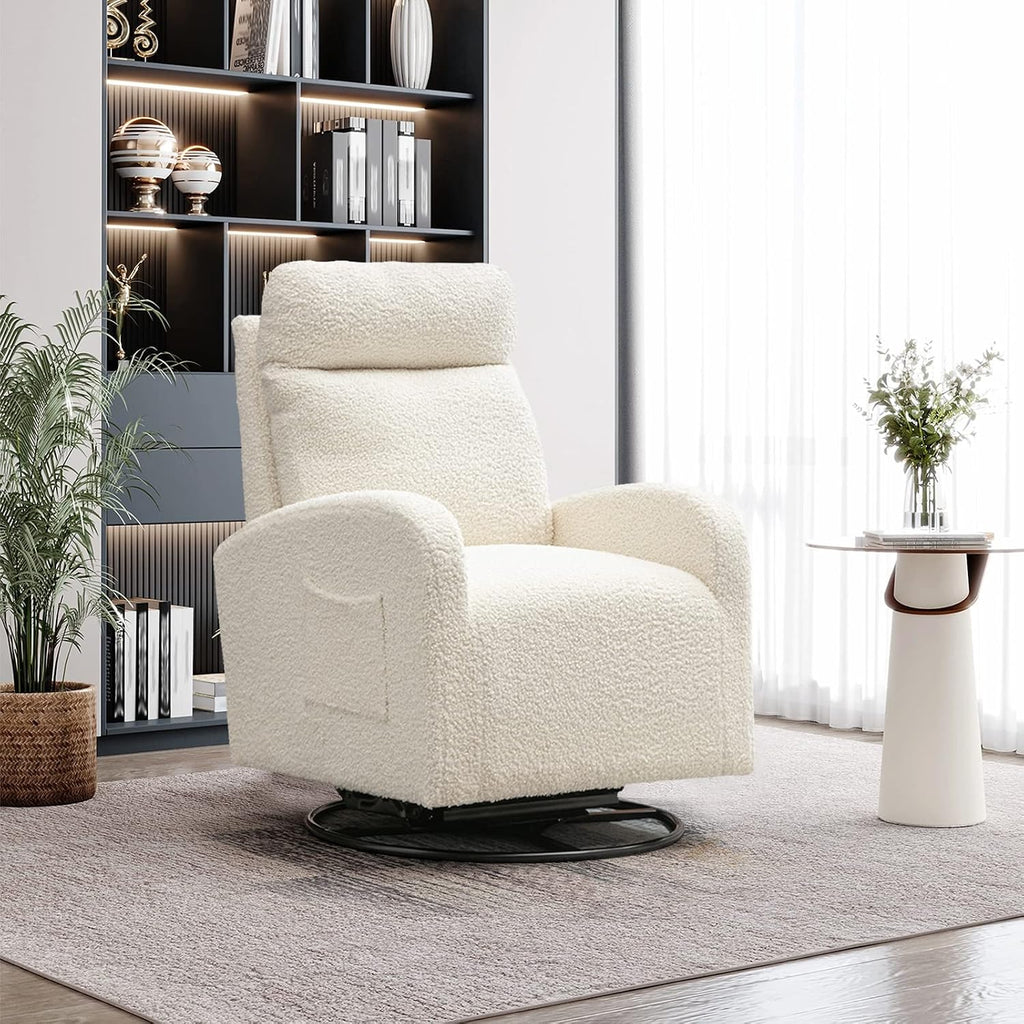 Modern Swivel Glider Chair, Upholstered Accent Glider Rocker for Baby Nursery, Comfy Tall Back Rocking Armchair with