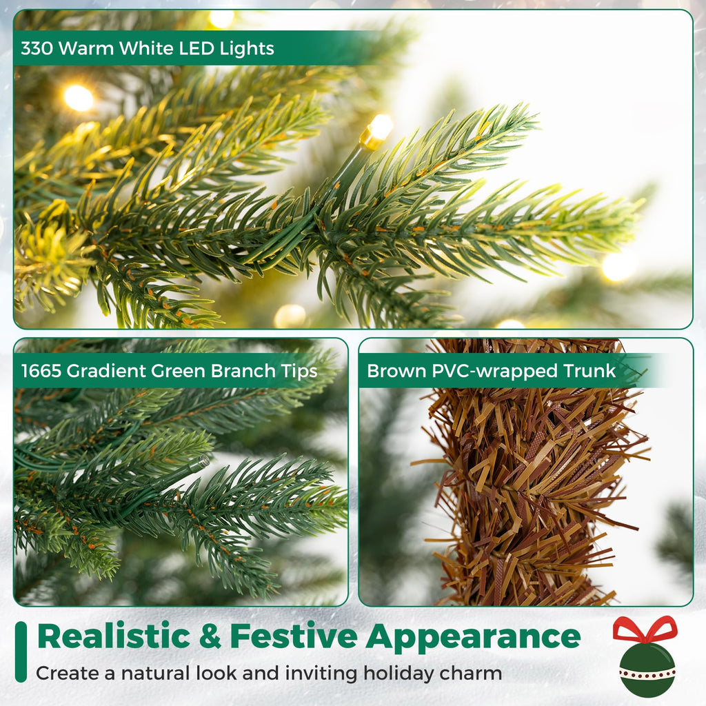 6 FT Prelit Artificial Christmas Tree w/ Warm White LED Lights