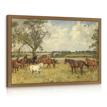 Framed Rustic Western Wall Decor, Vintage Horse Wall Art Wood 16x24In