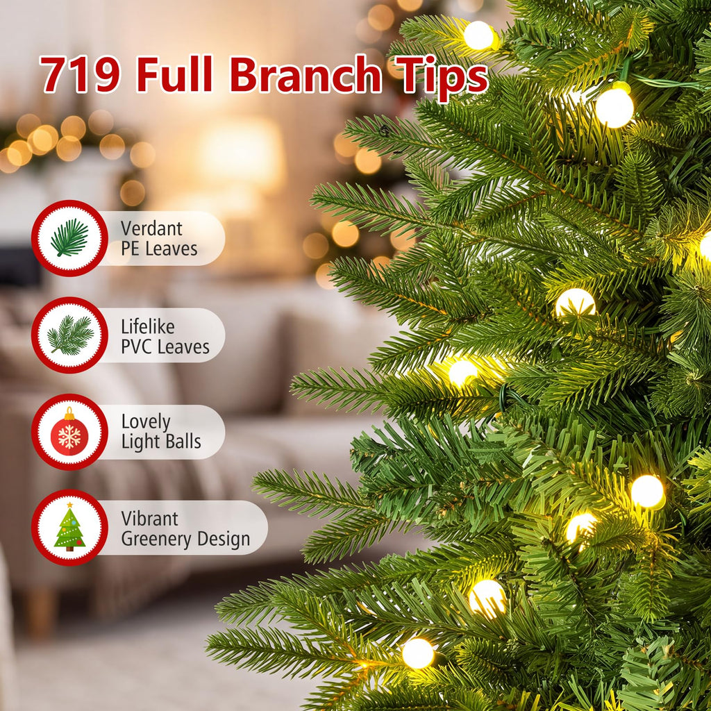 6.3 ft Smart Pre-Lit Pencil Christmas Tree with Remote & APP