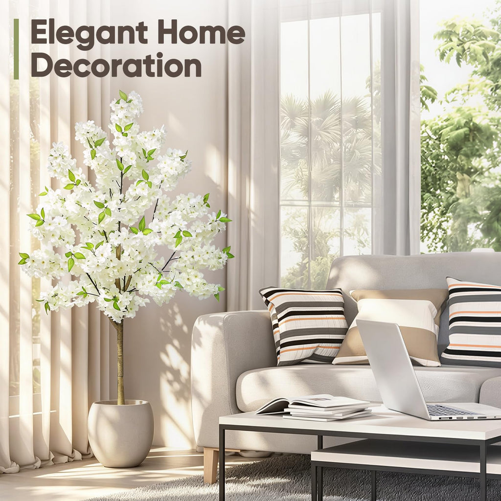 5FT White Artificial Cherry Blossom Tree with Pot Wedding Decor