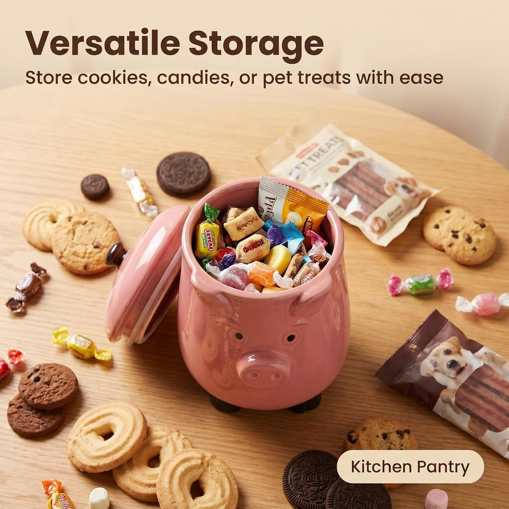 Ceramic Pig Cookie Jar with Airtight Lid Counter Candy Canister