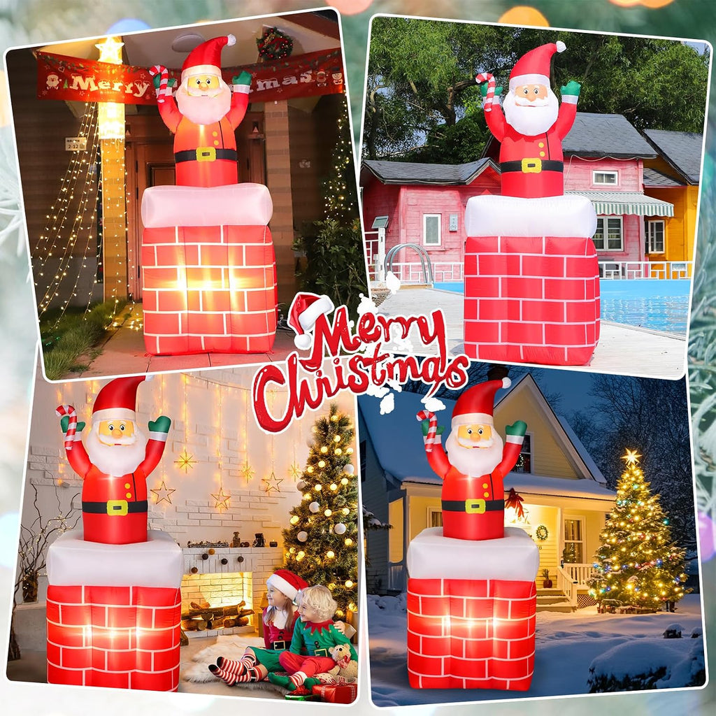 6 FT Christmas Inflatables Santa Claus Up and Down Chimney Decoration