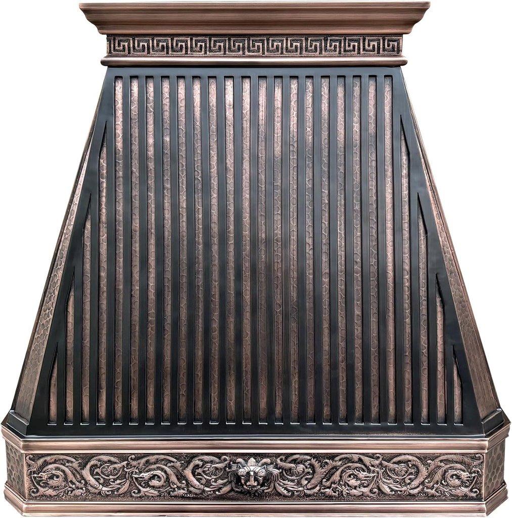 42 Inch Copper Wall Mount Range Hood 1150 CFM LED Lights Dishwasher-Safe Baffle Filters