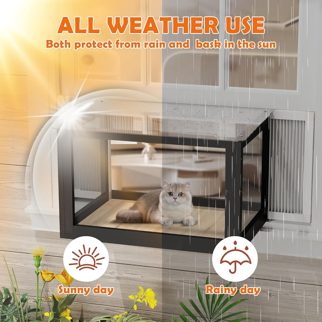 Window Catio for Indoor Cats, Cat Window Box Perch, Black