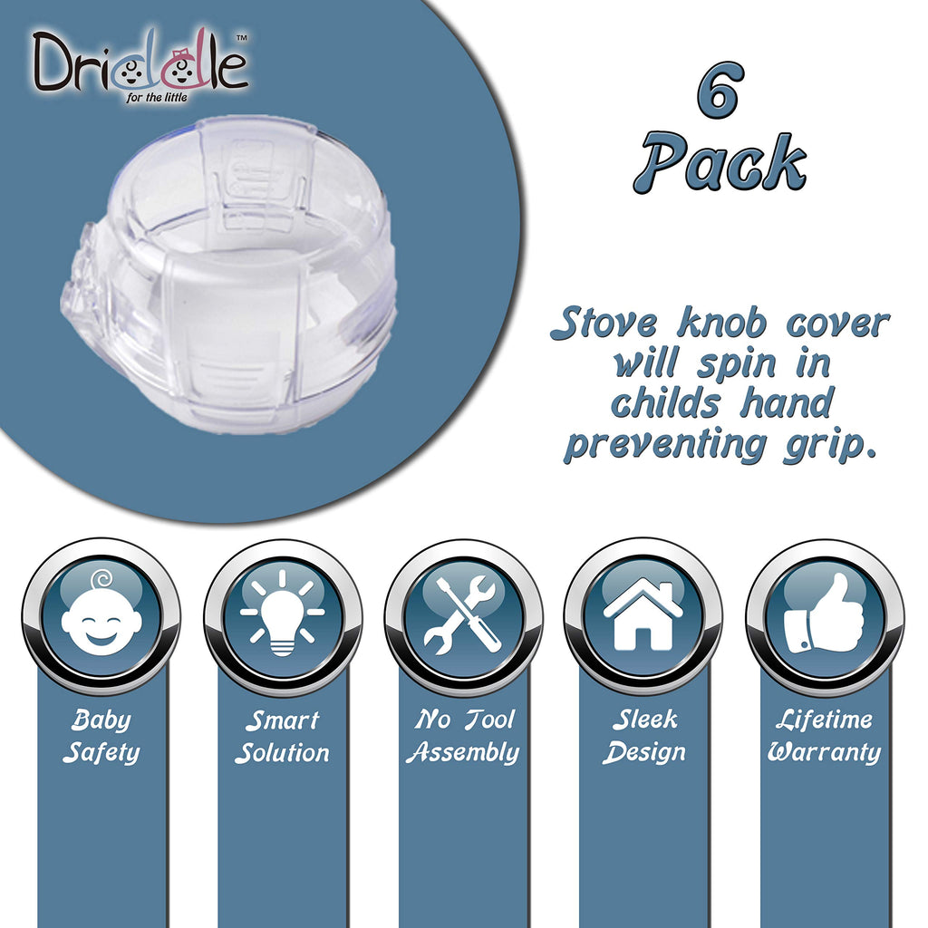 6 Pack Clear Stove Knob Safety Covers - Protect Little Kids with A Child Proof Lock for Oven/Stove Top/Gas Range