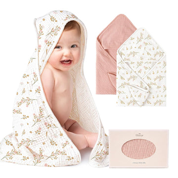 Pack 100% Muslin Cotton Hooded Baby Bath Towels for Boys and Girls