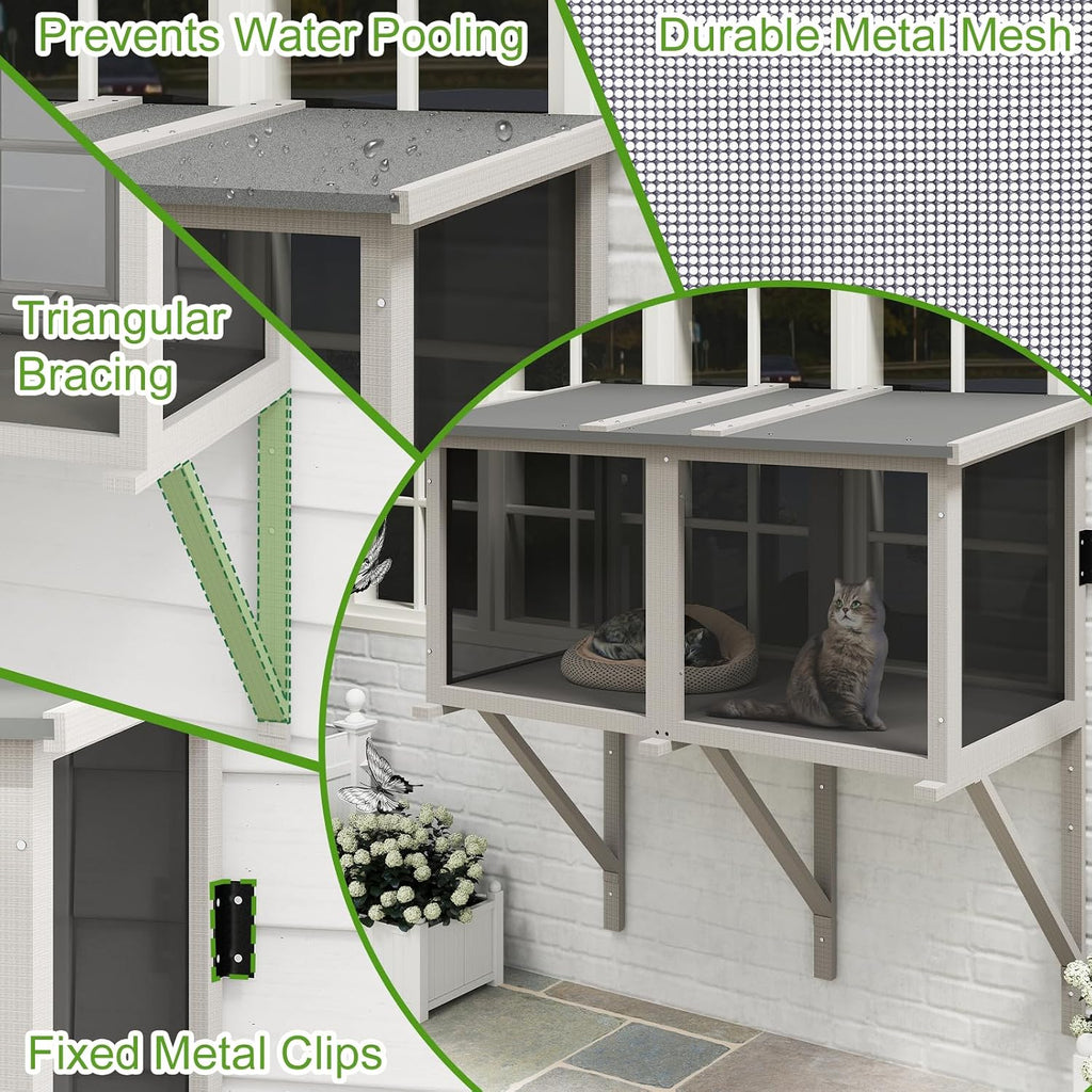 Window Catio Outdoor Cat Enclosure, Compact Cat Window Box for Indoor Cats