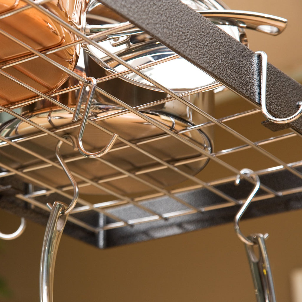 Rectangle Pot Rack - Hammered Copper with Black Grid