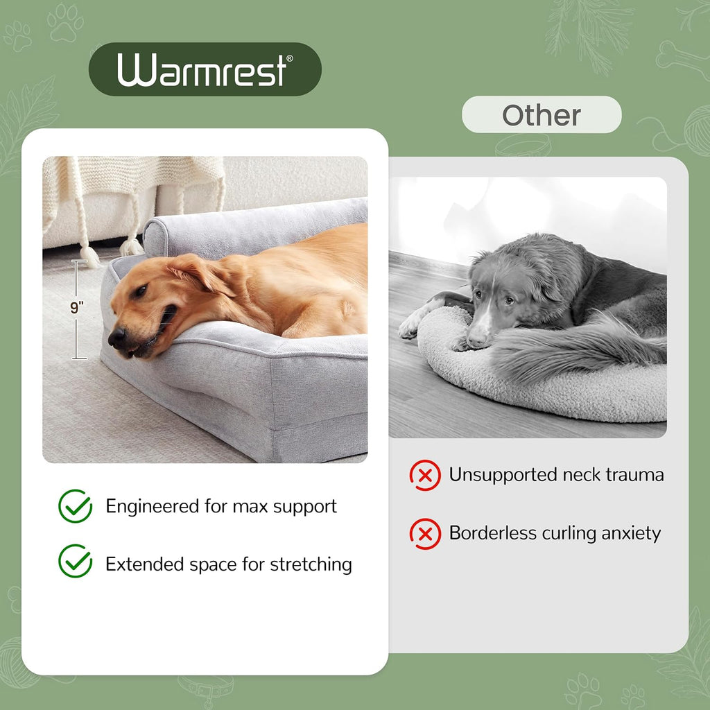 XL Orthopedic Dog Bed for Large Dogs, Removable Washable, Grey