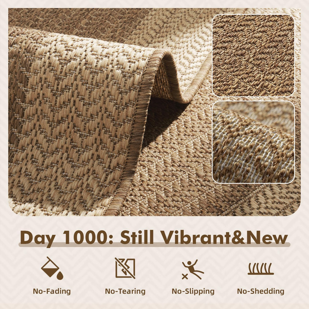 Outdoor Rug-Patio Rug Polypropylene Indoor Outdoor Rugs Outdoor Carpet Deck Balcony Porch, Textured Weave