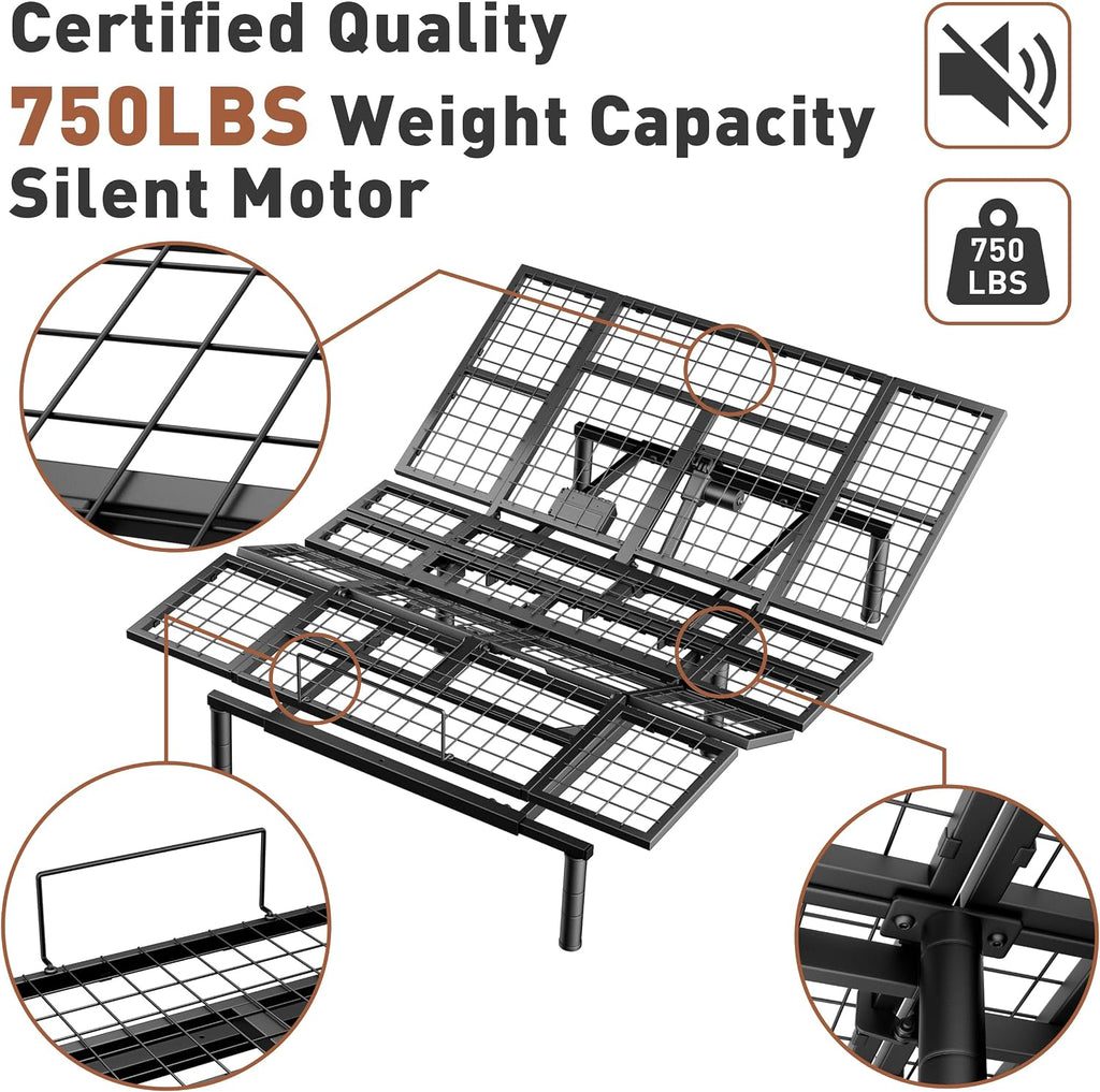 Queen Adjustable Bed Base Quiet Motor Wireless Remote