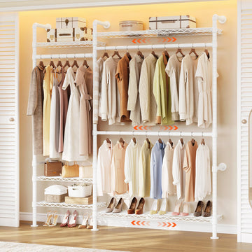 H2 Plus Expandable Wall Mounted Closet System Clothes Rack White
