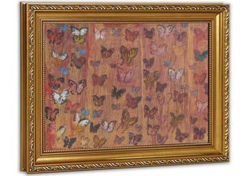 Vintage Gold Framed Butterfly Wall Art, Colorful Butterflies Framed Canvas Print, Rustic Farmhouse Wall Decor Bedroom