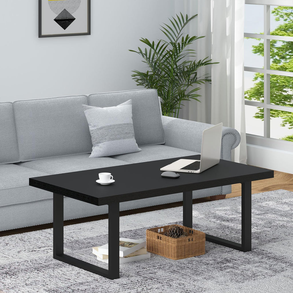 Black Oak Coffee Table, Modern Wood Center Table 47 in
