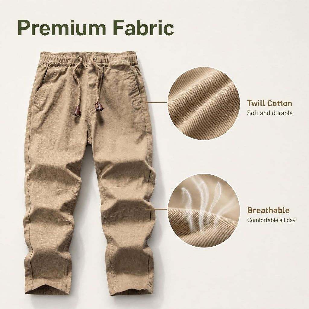 Boys' Solid Color Drawstring Elastic Waist Chino Pants