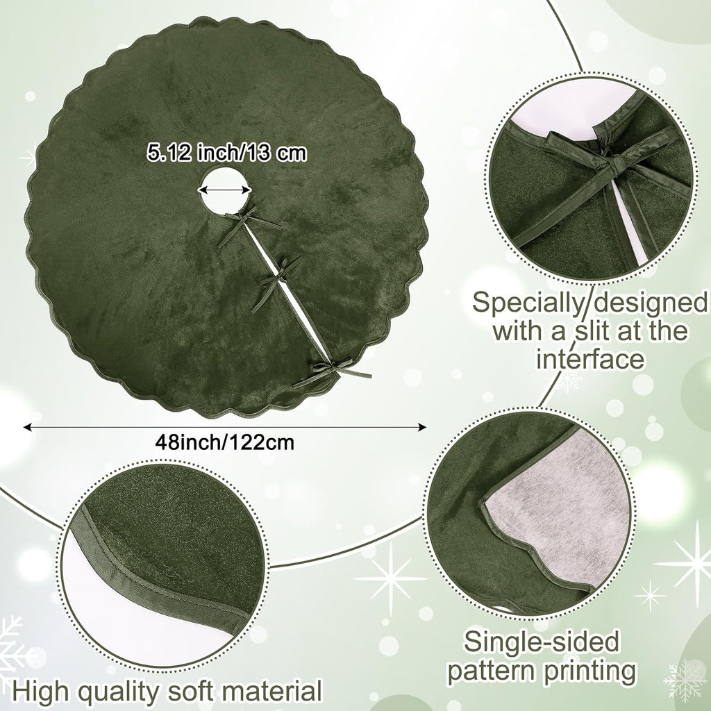 Green Christmas Tree Skirt 48 Inch Velvet Tree Skirts